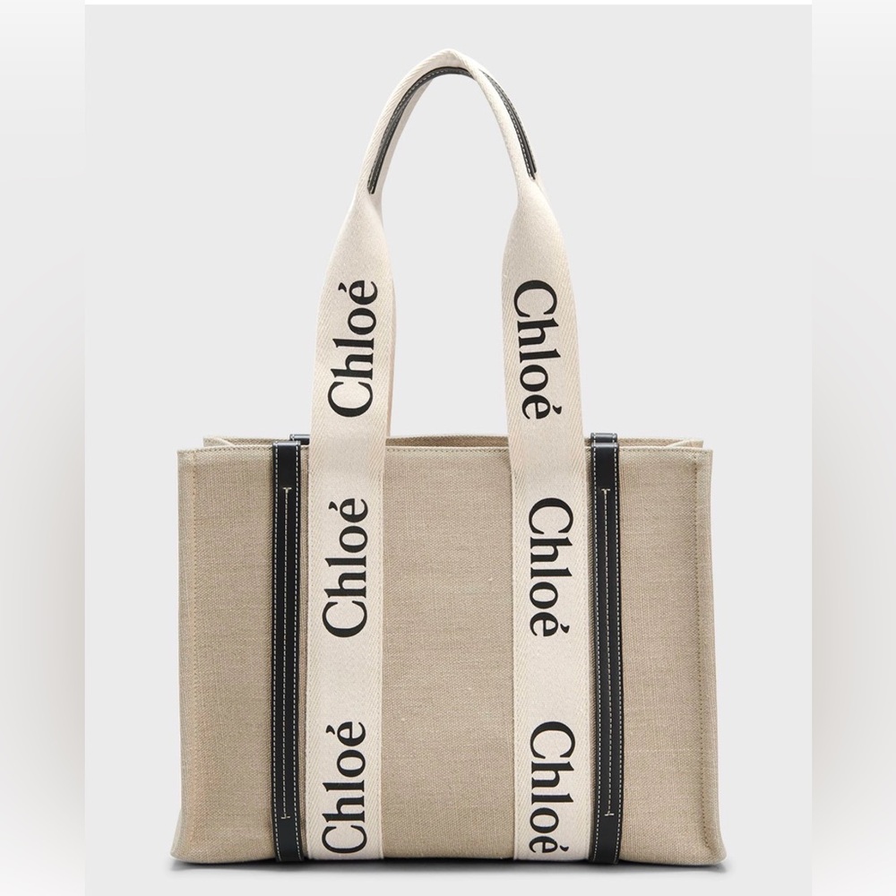 Chloe Woody Medium Tote Bag in Linen NEW